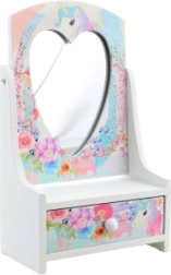 Ξύλινη κοσμηματοθήκη με καρδιά-καθρέφτη Μονόκερος