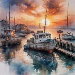 Διαμαντοζωγραφική «Πλοίο στο λιμάνι» 30 × 40 cm