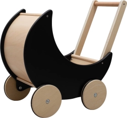 Ξύλινο καροτσάκι και περπατούρα 2 σε 1 Montessori BABY MIX μαύρο