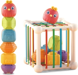 Woopie baby ελαστικός αισθητηριακός κύβος και sorter για παιδιά ζωάκια + κουδουνίστρα, 7 τεμάχια