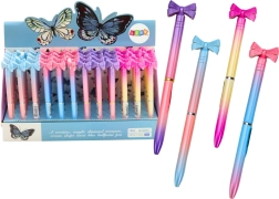 Στυλό διαρκείας με φιογκάκι, πολύχρωμο, μπλε μελάνι 0,7 mm