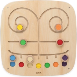 Viga Toys ξύλινος πίνακας δραστηριοτήτων τοίχου με πολύχρωμες διαδρομές
