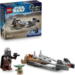 LEGO Star Wars Mandalorian και Grogu σε σπίντερ μοτοσικλέτα