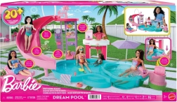 Barbie Πισίνα Ονείρων – σετ παιχνιδιού με τσουλήθρα, υδρομασάζ και snack bar