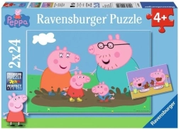 Παζλ 2x24 κομματιών Peppa Pig: Διασκέδαση στη λάσπη
