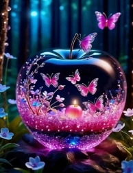 Ζωγραφική με διαμάντια Γυάλινο μήλο 30x40 cm