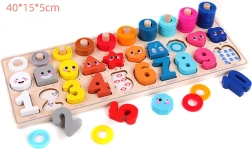 Ξύλινο παζλ Montessori 4 σε 1 – εκμάθηση μέτρησης