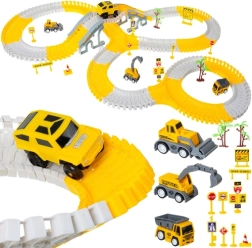 Σετ αγωνιστικής πίστας κατασκευών με αυτοκίνητα 255 κομμάτια, θεματολογία κατασκευών