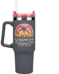 Θερμικό tumbler Stranger Things 1200 ml με καλαμάκι και χερούλι