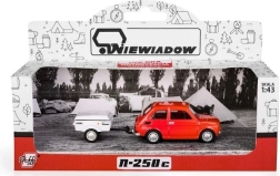 Fiat 126p με ρυμουλκούμενο Niewiadów (σύντομη έκδοση) κόκκινο μοντέλο