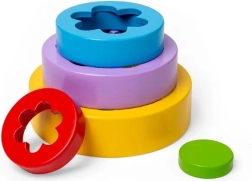 Bigjigs Toys λουλουδάτος πύργος στοίβαξης από ξύλο FSC