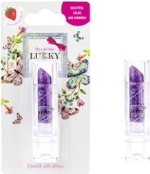 Παιδικό κραγιόν Lukky με γκλίτερ, γεύση φράουλα, απόχρωση μοβ