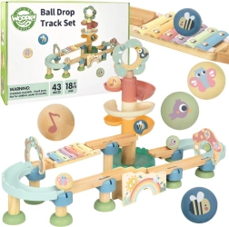 Woopie Green ξύλινη πίστα με μπιλίες με ηχητικά εφέ και ξυλόφωνο FSC