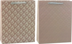 Κομψή δωροσακούλα με ανάγλυφο μπεζ 32 x 26 x 10 cm