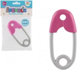 Πλαστική παραμάνα κουδουνίστρα για μωρά 12cm ροζ-γκρι