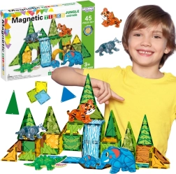 Μαγνητικό σετ κατασκευών 3D WOOPIE – ζώα της ζούγκλας, 45 τεμ.