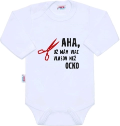 Βρεφικό κορμάκι με μακρύ μανίκι NEW BABY – έχω ήδη περισσότερα μαλλιά από τον μπαμπά, μέγεθος 86 (12–18 μηνών)