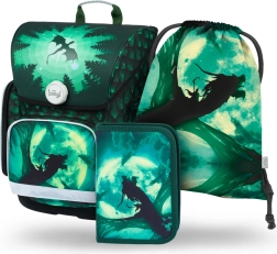 Σχολικό σετ BAAGL Ergo Δράκος: τσάντα, κασετίνα, πουγκί