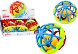 Αισθητηριακή μπαλίτσα με κουδουνίστρα, εύκαμπτη και πολύχρωμη