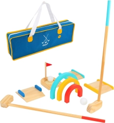 Ξύλινο μίνι γκολφ για παιδιά TOOKY TOY, σετ για 2 παίκτες, 13 τεμάχια