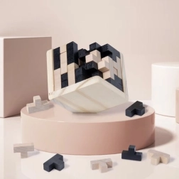 Ξύλινος λογικός κύβος – 3D παζλ για παιδιά και ενήλικες