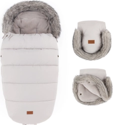 Petite&Mars χειμερινό σετ ποδόσακος Comfy 4v1 + γάντια για καρότσι Furry champagne shower