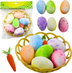 Πασχαλινά διακοσμητικά σε καλαθάκι με αυγά και καρότο 7 τεμ.