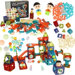 Μαγνητικά δομικά τουβλάκια με φωτεινή μπίλια-τσουλήθρα – 202 τεμ.