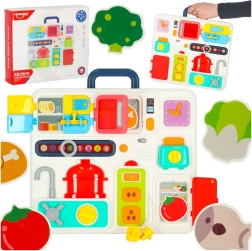 Πίνακας Montessori χειρισμού με στοιχεία κουζίνας και ρολόι εκμάθησης