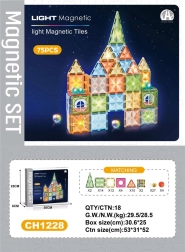Μαγνητικό 3D σετ κατασκευών με φωτεινούς δίσκους, 75 τεμάχια