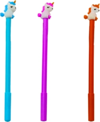 Στυλό με μονόκερο, μαύρο μελάνι, 0,5 mm – μιξ μωβ/πορτοκαλί/μπλε