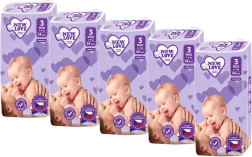 Παιδικές πάνες μιας χρήσης New Love Premium Comfort 3 Midi 4–9 kg, megapack 5×48 τεμ.