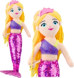 Λούτρινη γοργόνα με παγιετένια ουρά μωβ 48 cm