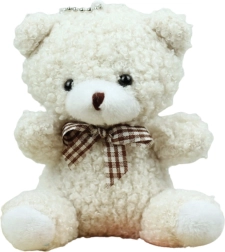 Λευκό λούτρινο μπρελόκ αρκουδάκι 8 εκ.