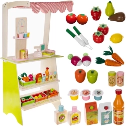 Ξύλινο παιδικό σούπερ μάρκετ KRUZZEL με πάγκο, ταμειακή και φρούτα