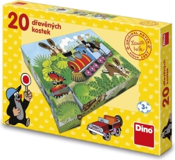 Ξύλινοι κυβόλιθοι με εικόνες ο Μικρός Τυφλοπόντικας και μεταφορές, 20 τεμ.