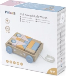 VIGA PolarB ξύλινο καρότσι έλξης με κύβους, 21 τεμάχια