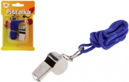 Μεταλλική σφυρίχτρα με μπλε κορδόνι