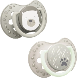 Δυναμικές πιπίλες σιλικόνης LOVI Buddy Bear, 0–2 μηνών, 2 τεμ.