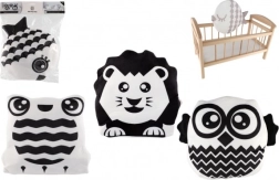 Λούτρινο ζωικό μαξιλάρι με μαγνήτη 35 × 30 cm – διπλής όψης μαύρο-άσπρο/γκρι-άσπρο