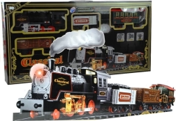 Μεγάλο ηλεκτρικό τρένο με βαγόνια και εφέ