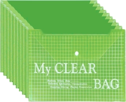 Διαφανής φακέλος εγγράφων A4 με κουμπί, πράσινος (20 τεμ.)