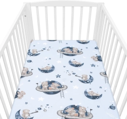Βαμβακερό σεντόνι για βρεφική κούνια NEW BABY Teddy Bear in Space 120 × 60 cm