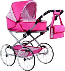 Παιδικό ρετρό καροτσάκι για κούκλες 2σε1 New Baby Natálka ροζ