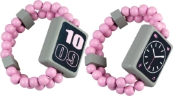 Ξύλινο διπλής όψης ρολόι – ροζ