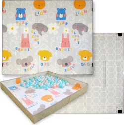 Διπλής όψης αναδιπλούμενο αφρώδες χαλάκι παιχνιδιού 2v1 HUMBI 200 × 180 cm με πλευρές με αυτοκόλλητο κούμπωμα