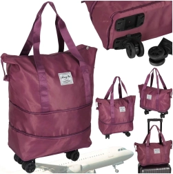 Πτυσσόμενη ταξιδιωτική τσάντα με ροδάκια μωβ