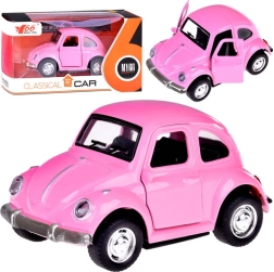 Μεταλλικό ρετρό αυτοκινητάκι με ανοιγόμενες πόρτες, φώτα και ήχους – ροζ