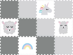 Αφρώδες παζλ – υπόστρωμα για παιδικό δωμάτιο Γκρι μονόκερος, 12 κομμάτια