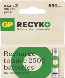 Επαναφορτιζόμενες μπαταρίες AAA Ni-MH 650mAh - GP ReCyko